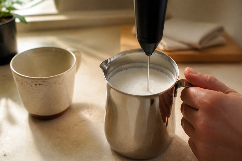 Froth the soft milk