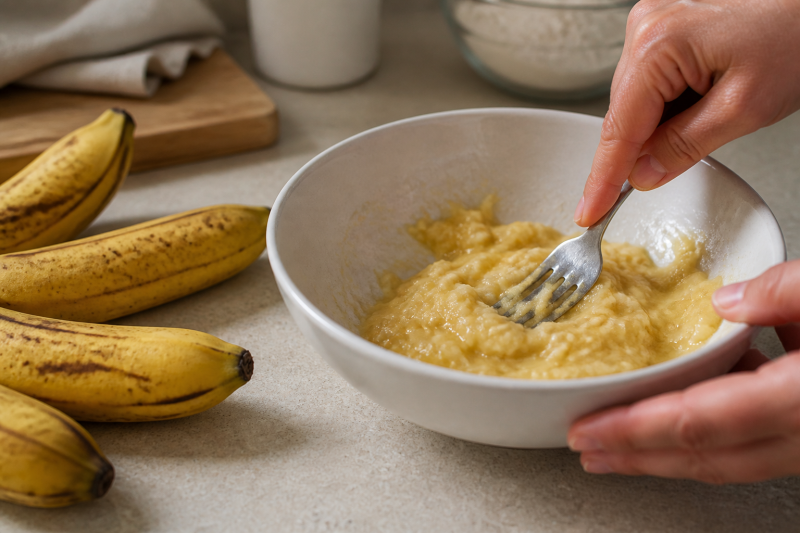 Mash the soft bananas