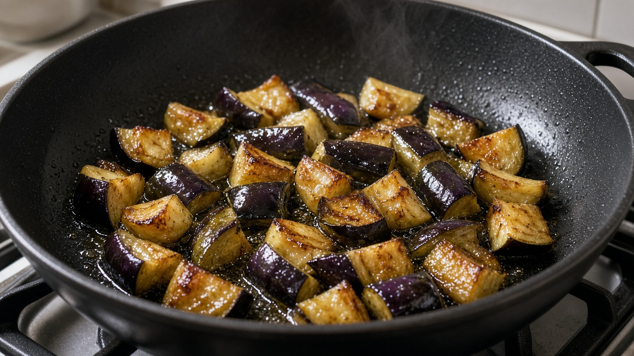 Cook the eggplant