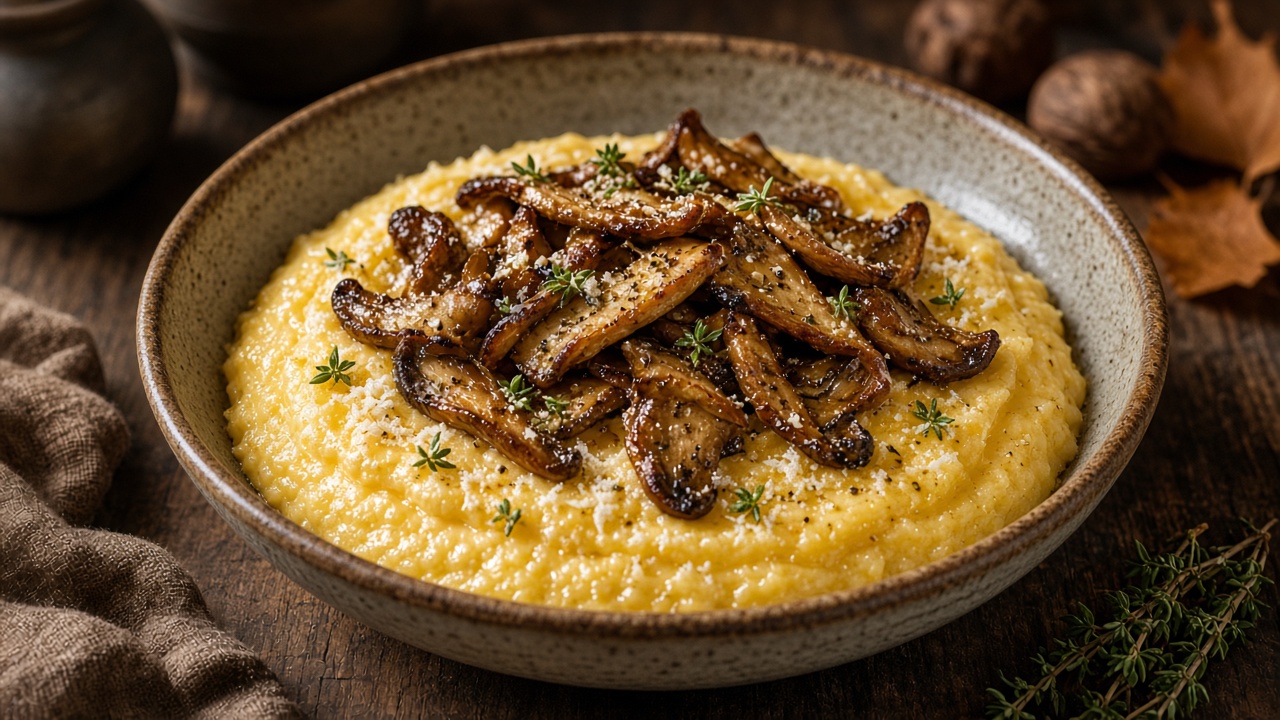 Creamy Polenta with Roasted Mushrooms