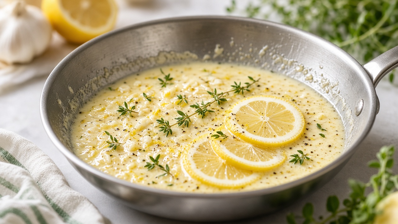 Build the lemon cream sauce