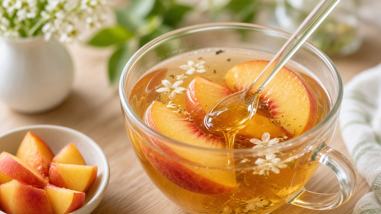 Sweeten and add the peaches