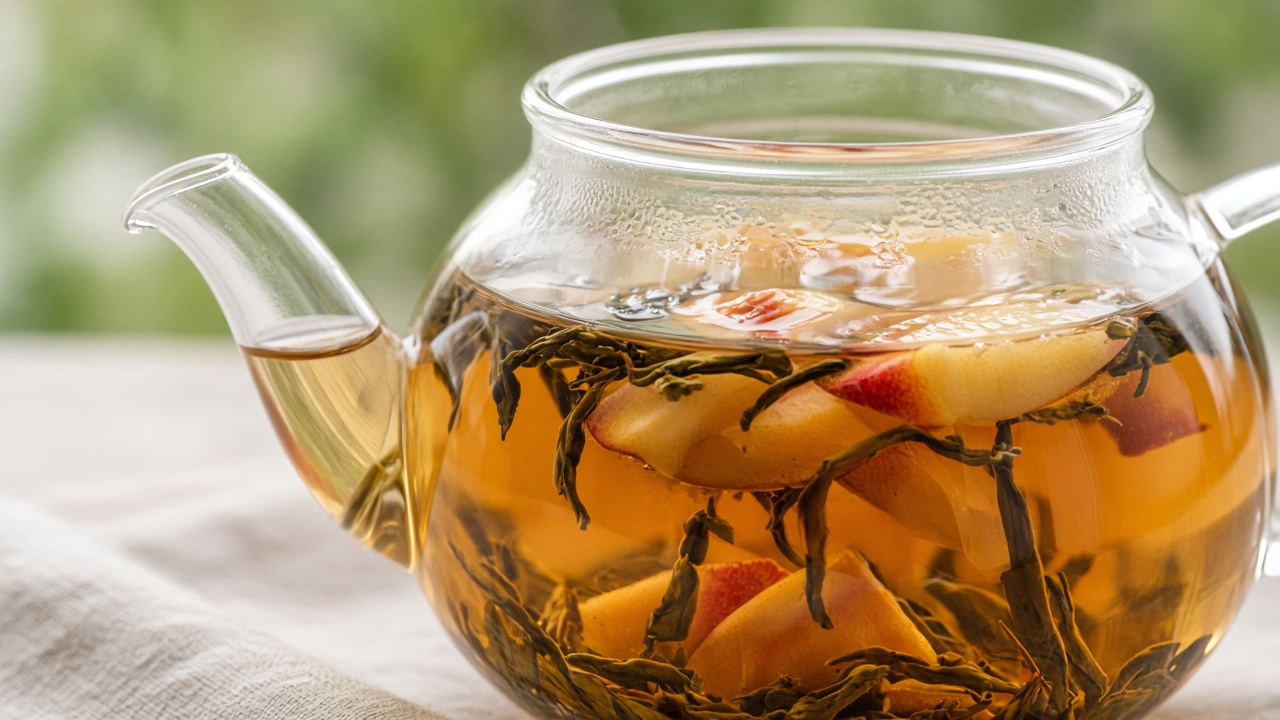 Muddle the peach and steep