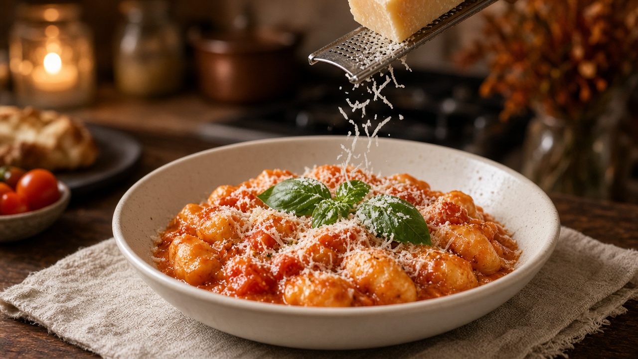 Finish with Parmesan and basil