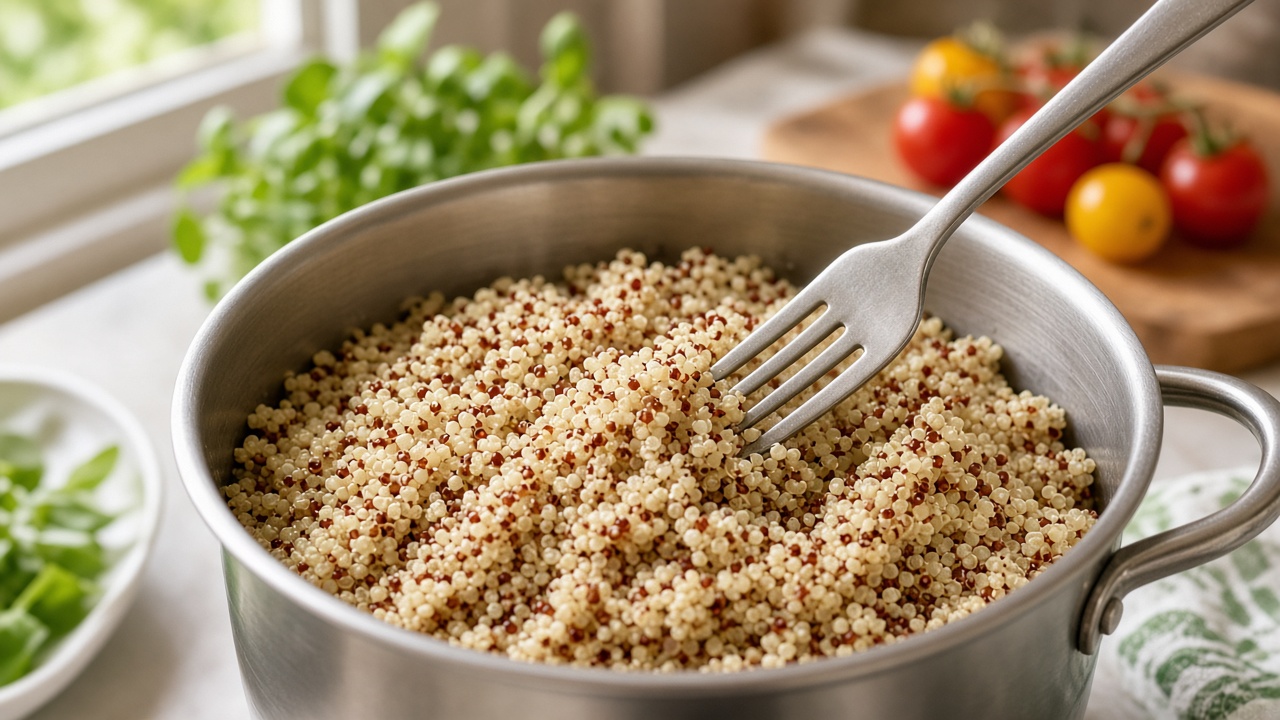 Cook quinoa and roast veggies