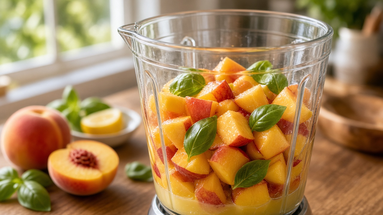 Simmer the peach-basil base