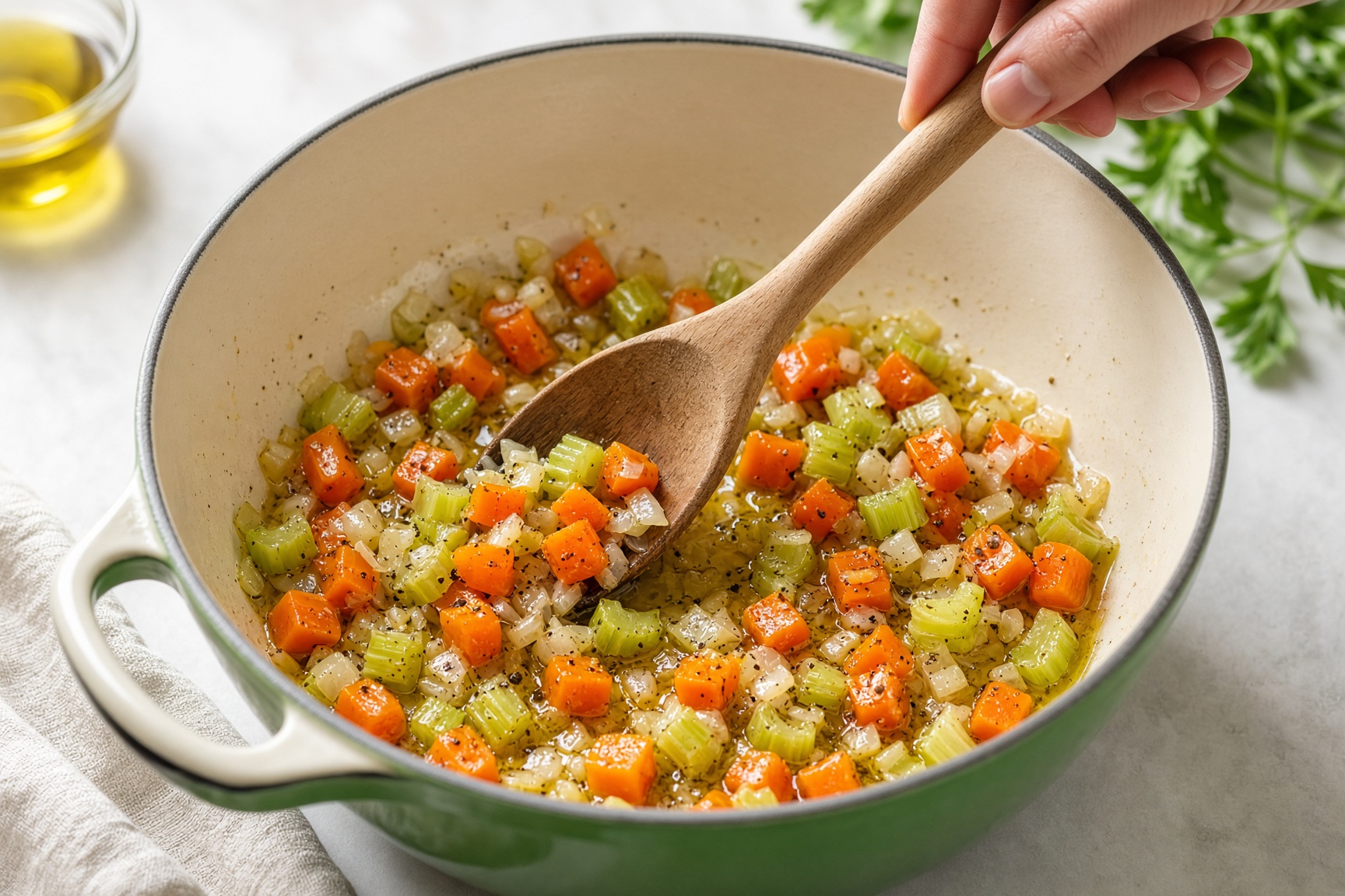 Soften the vegetables