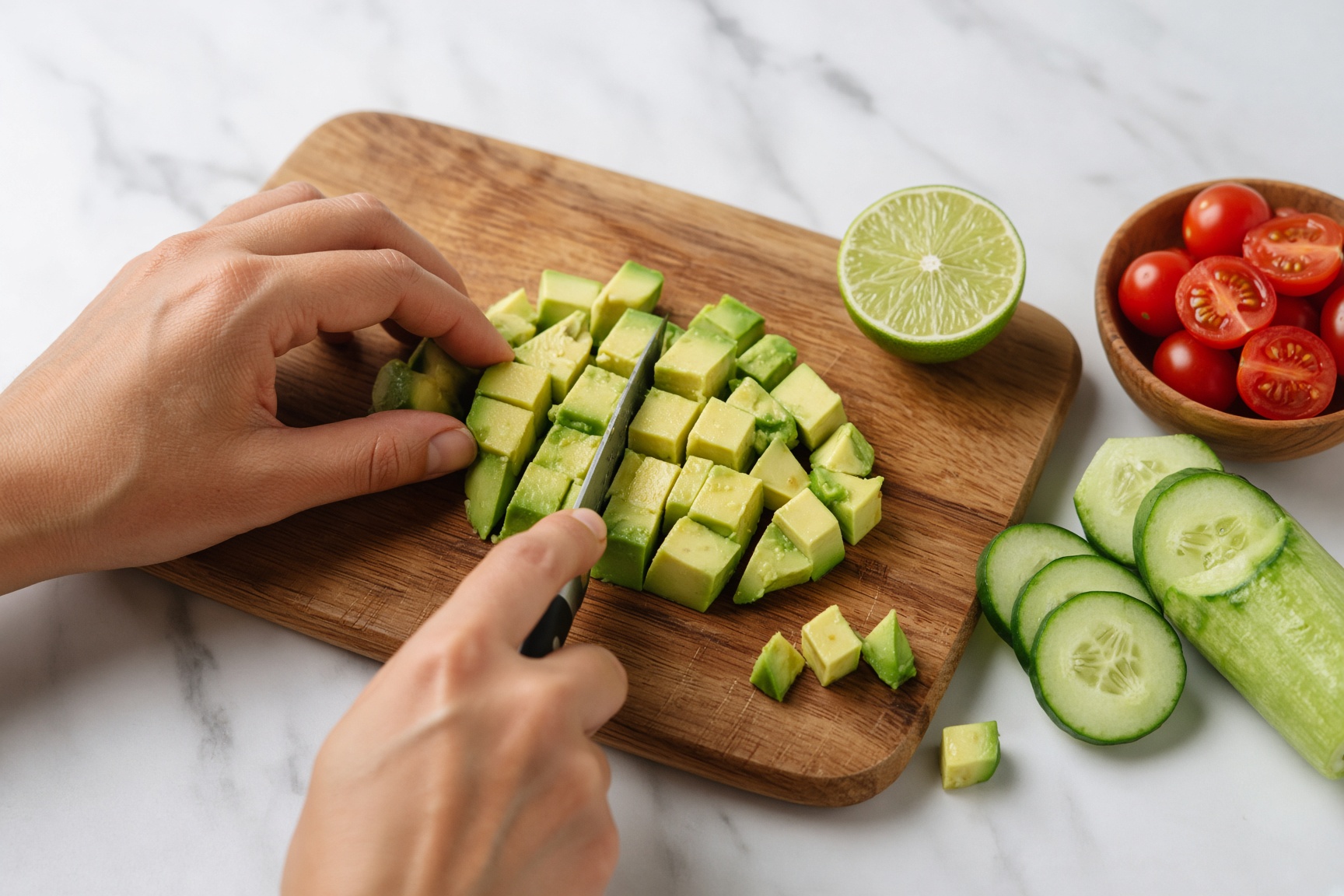 Cut the avocados