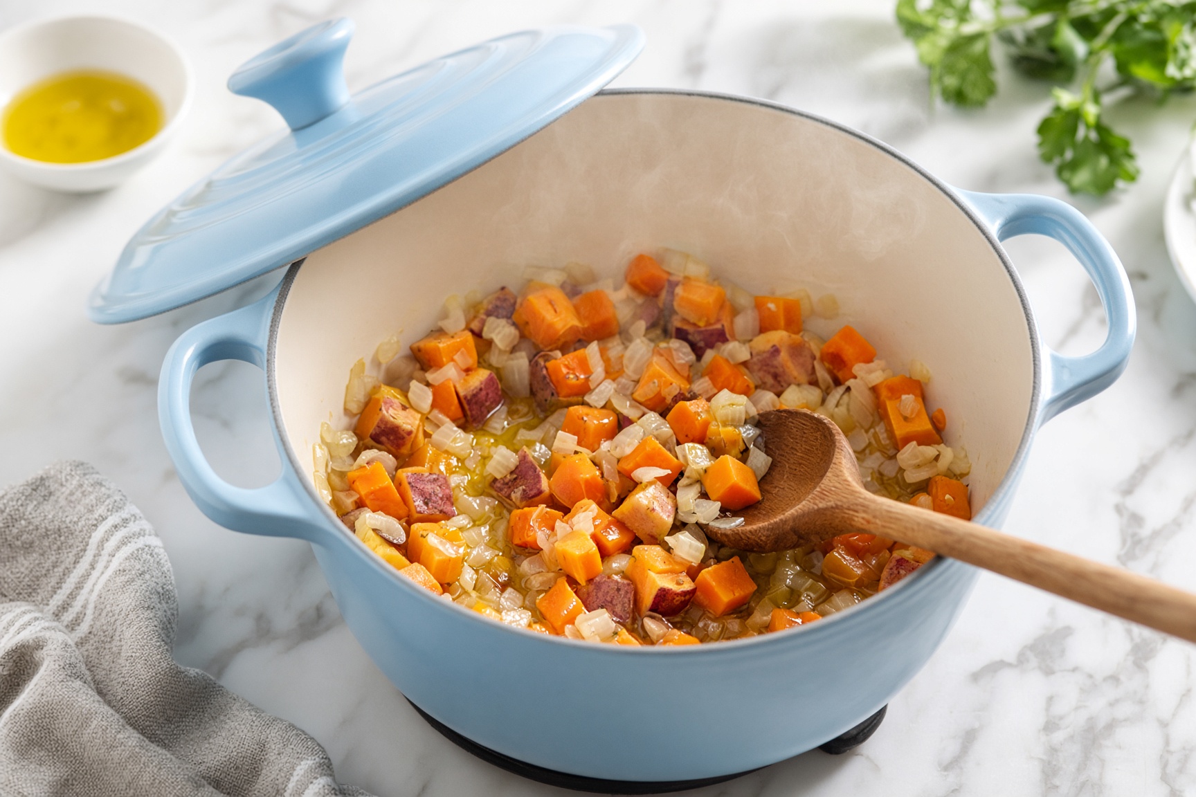 Soften the vegetables