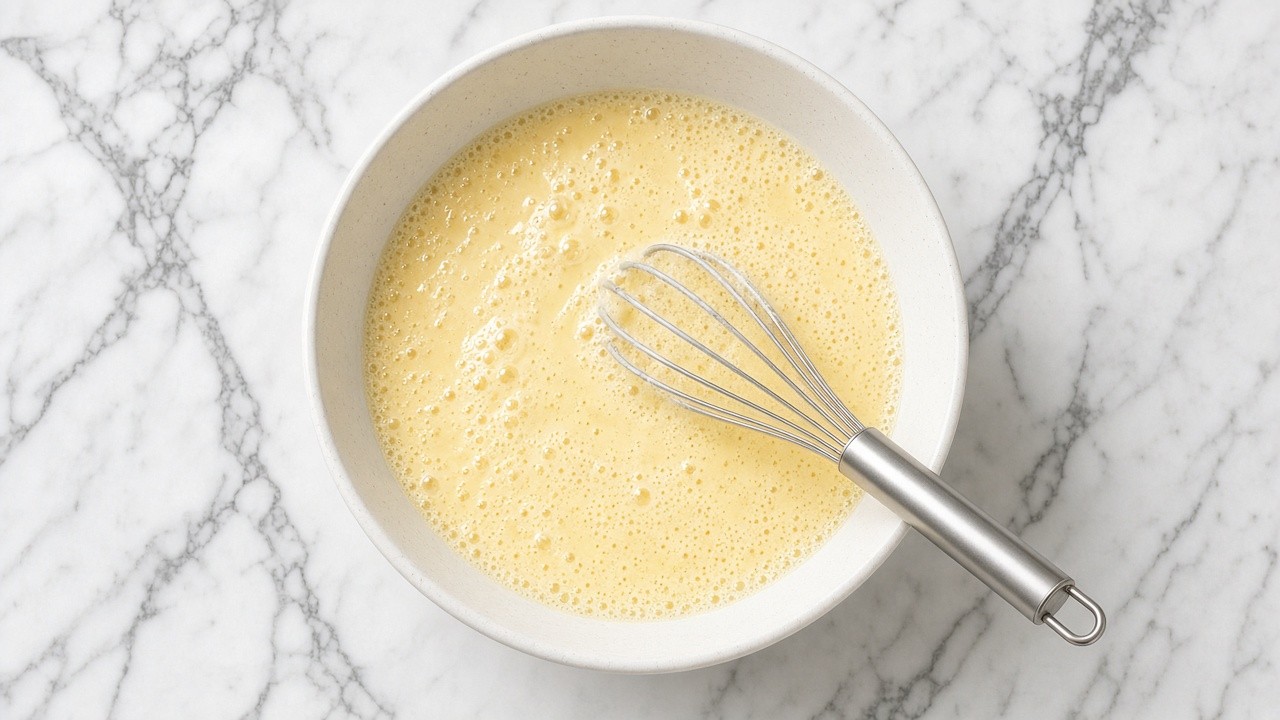 Whisk the custard