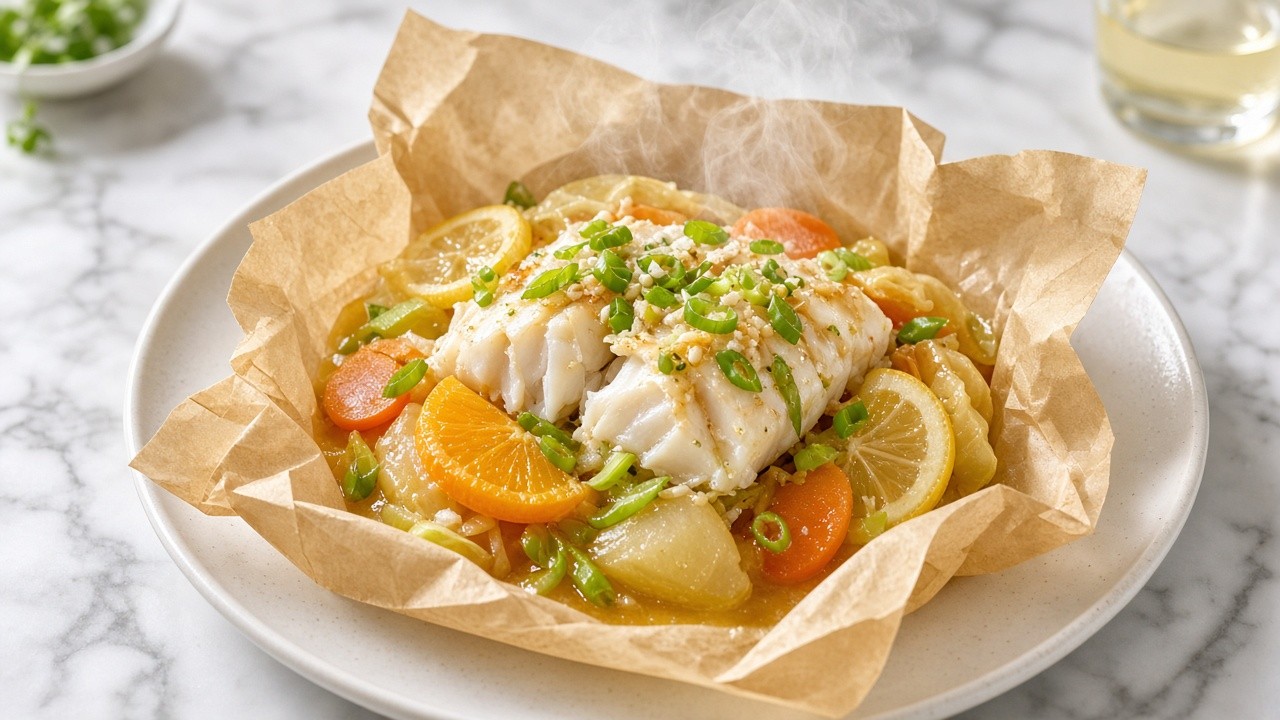 Miso Citrus Cod en Papillote