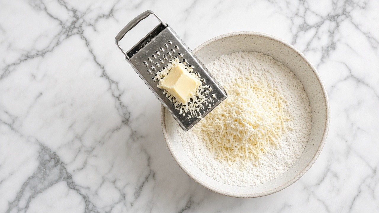Grate the butter